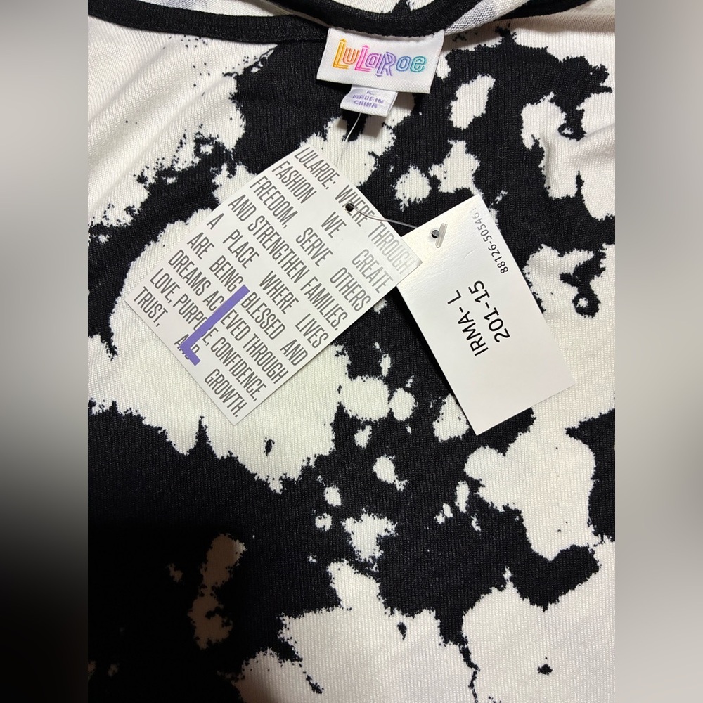 LuLaRoe Black and White Short Sleeve Tee - Picture 2 of 3